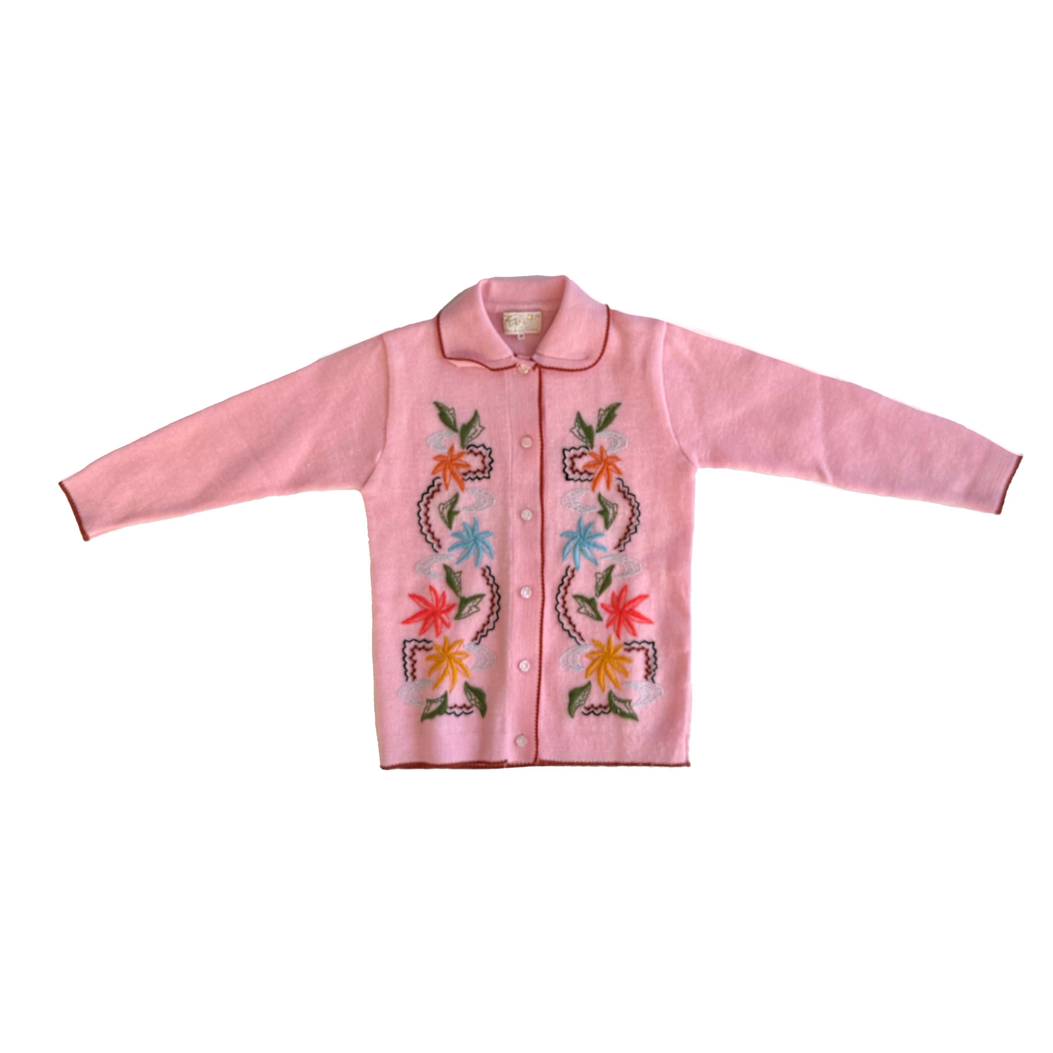vintage pink embroidered cardigan – Birdie Lou